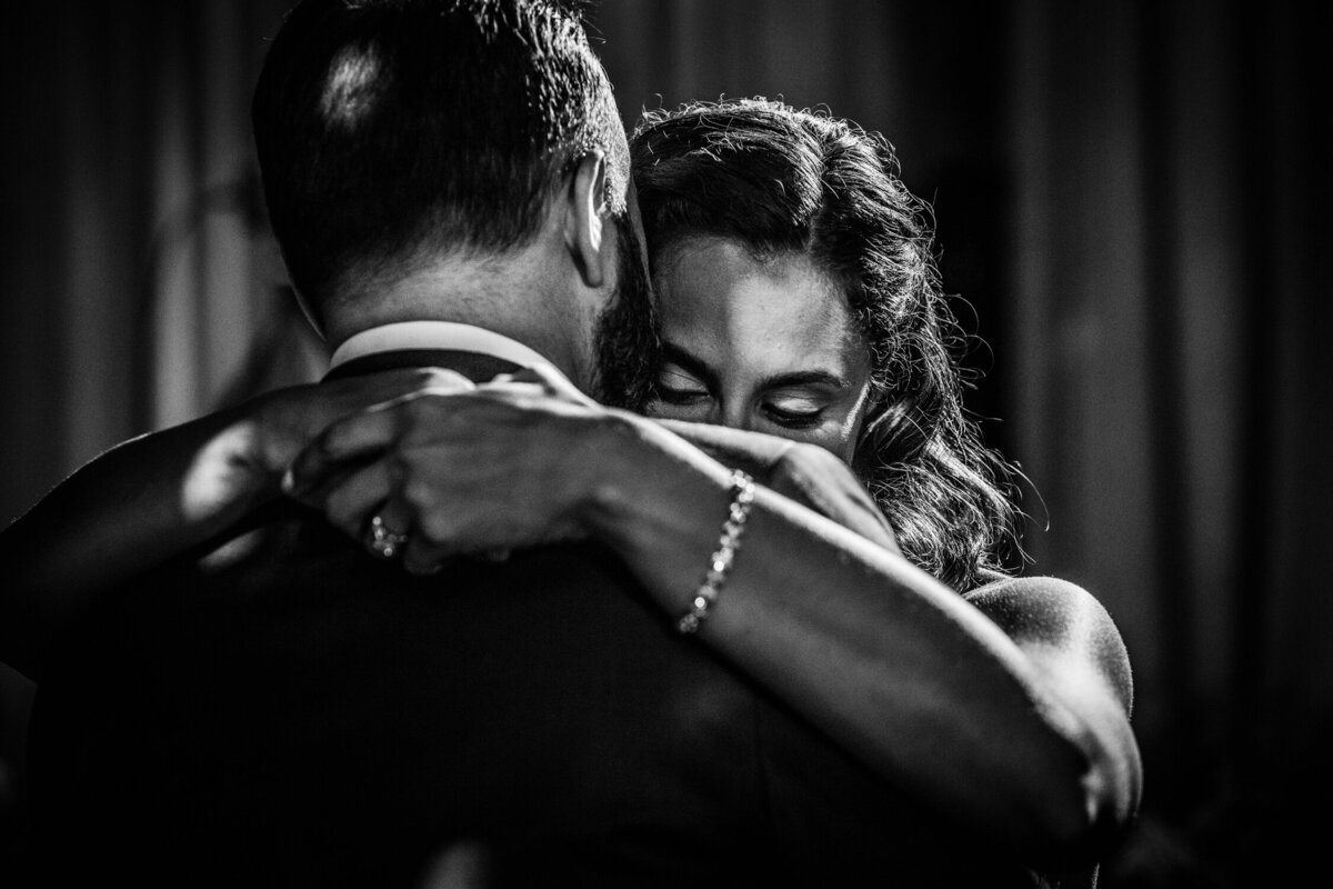 A couple shares a first dance at a Hideout Chicago wedding.
