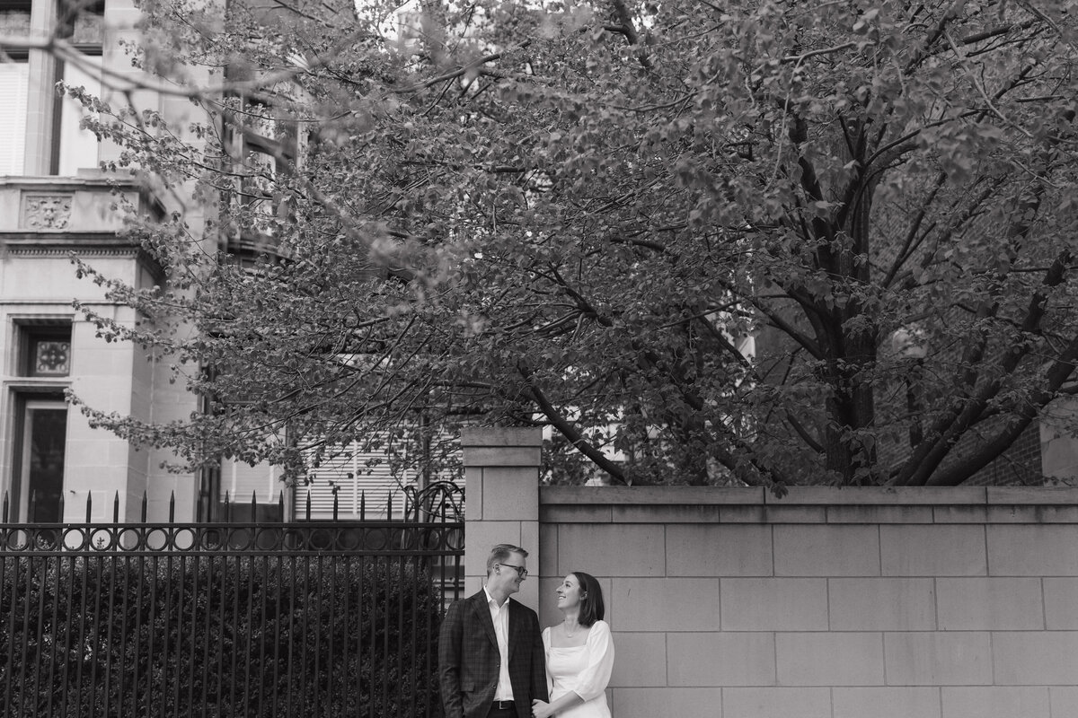 Classic black and white engagement photo Indianapolis