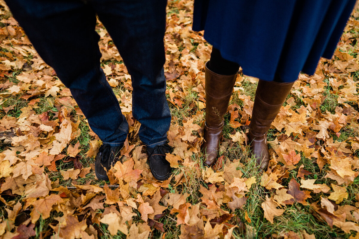Tons of fall leaves and beautiful fall color at Rockwood Farm, top location for engagement photos with fall color