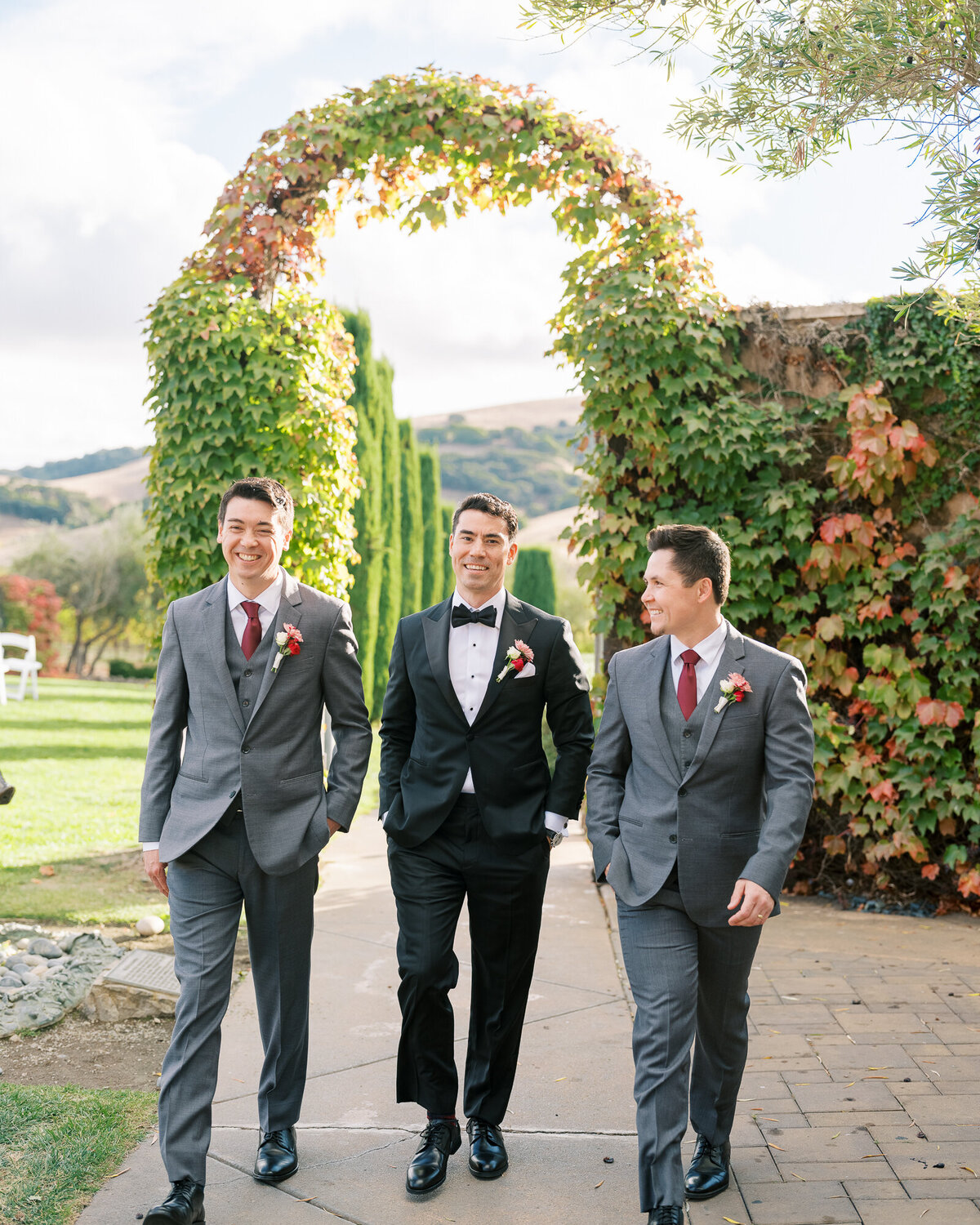 Groomsmen portraits at Sonoma autumn wedding