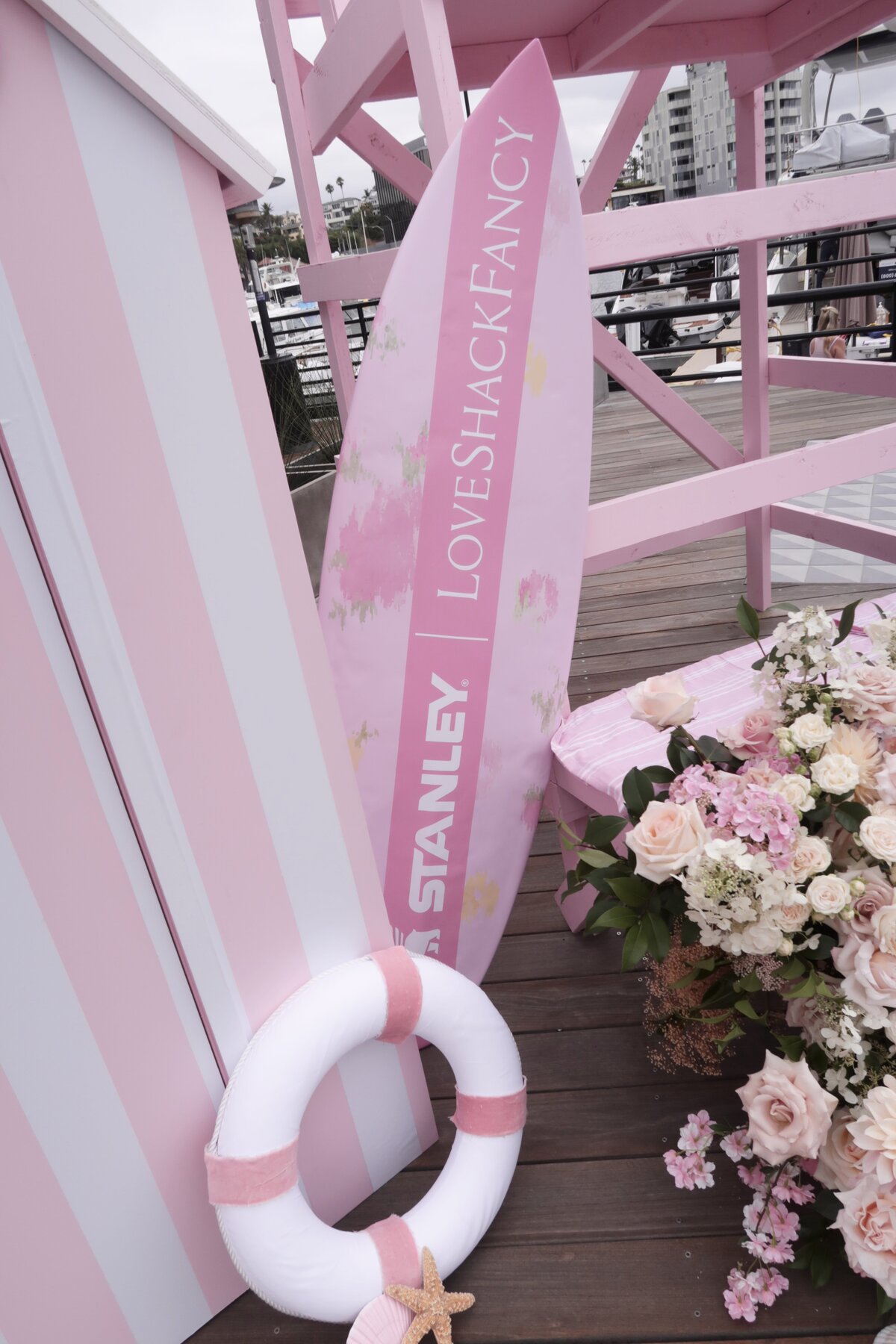 LoveShackFancy waterfront installation by The Works Collective | experiential event design in Newport Beach, California.
