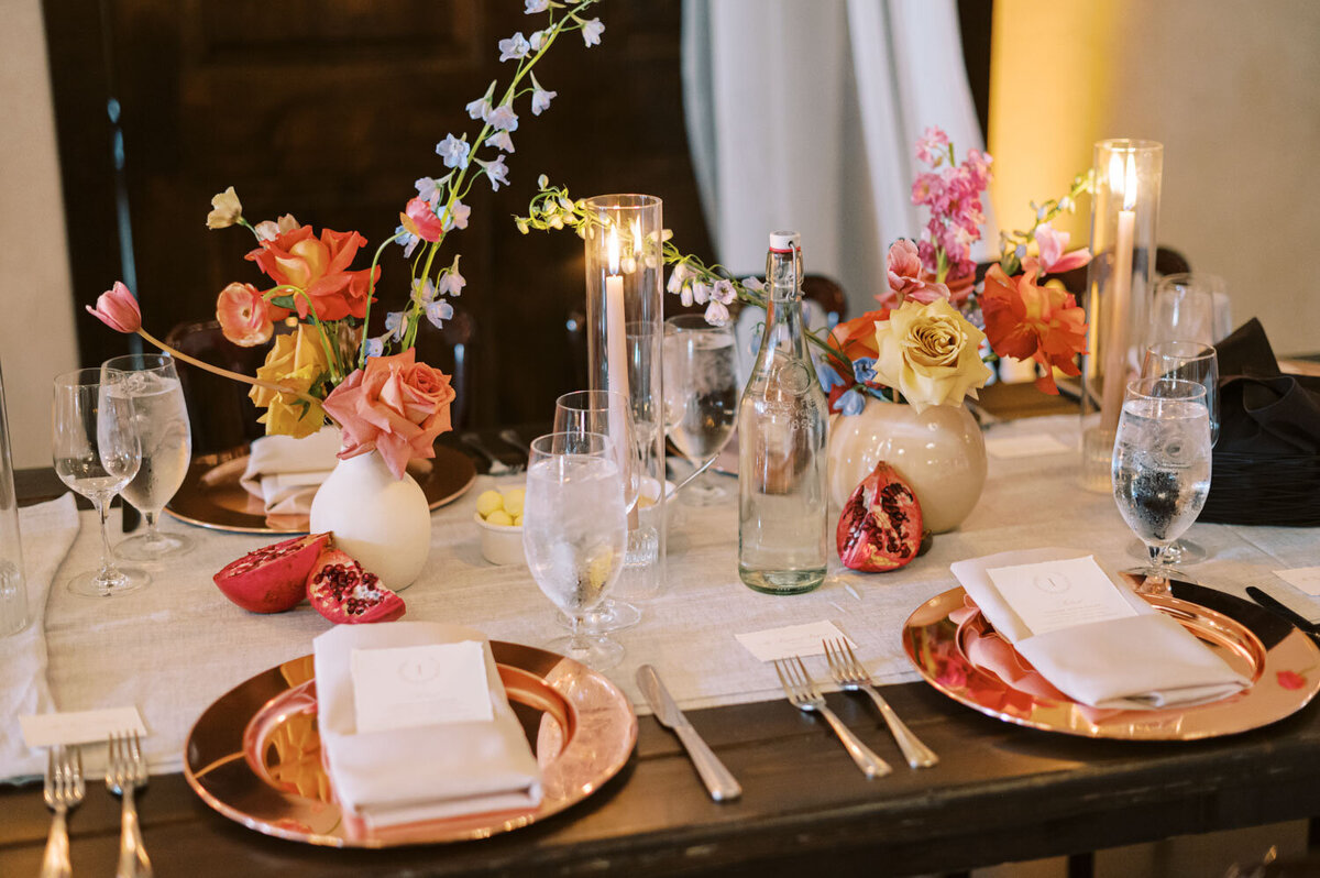 Place setting at Texas wedding reception