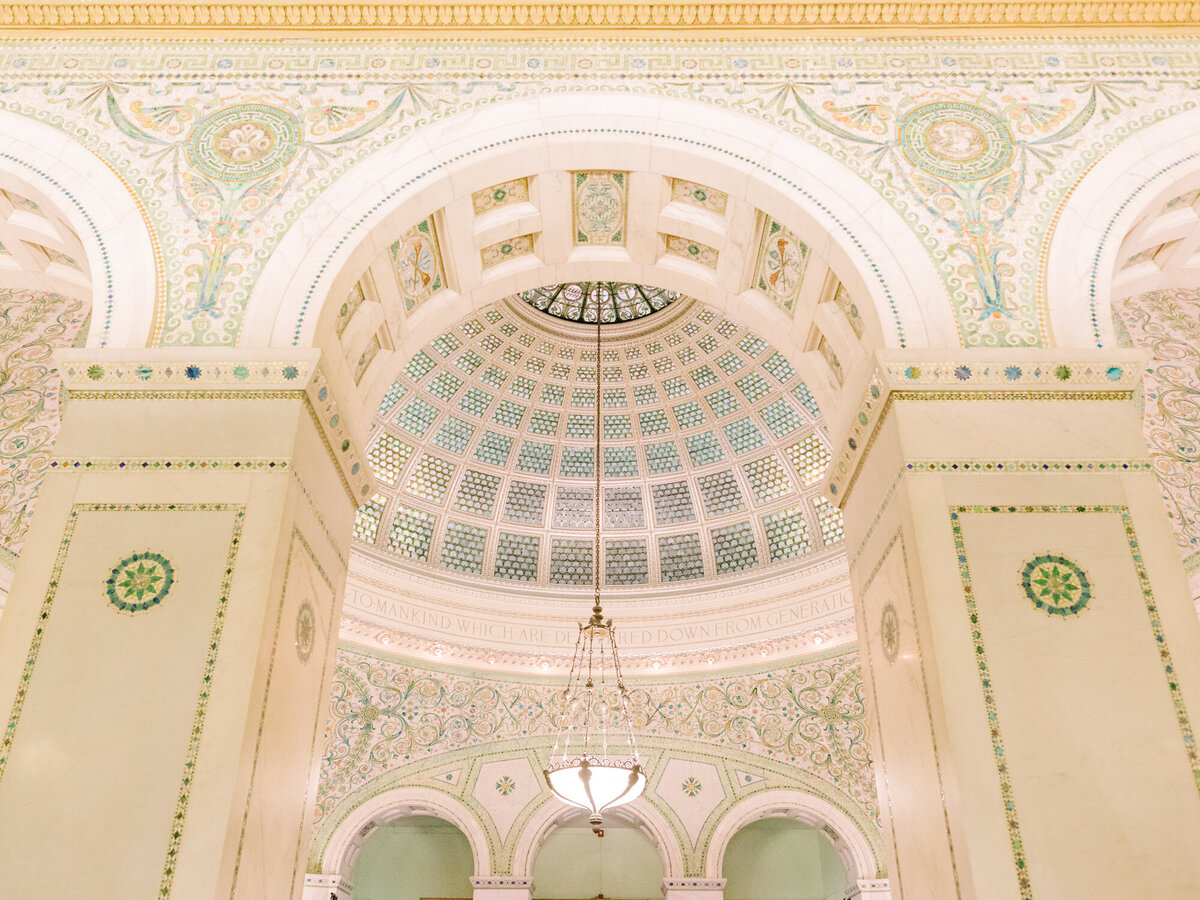 An architectural photo capturing the historic Chicago Cultural Center