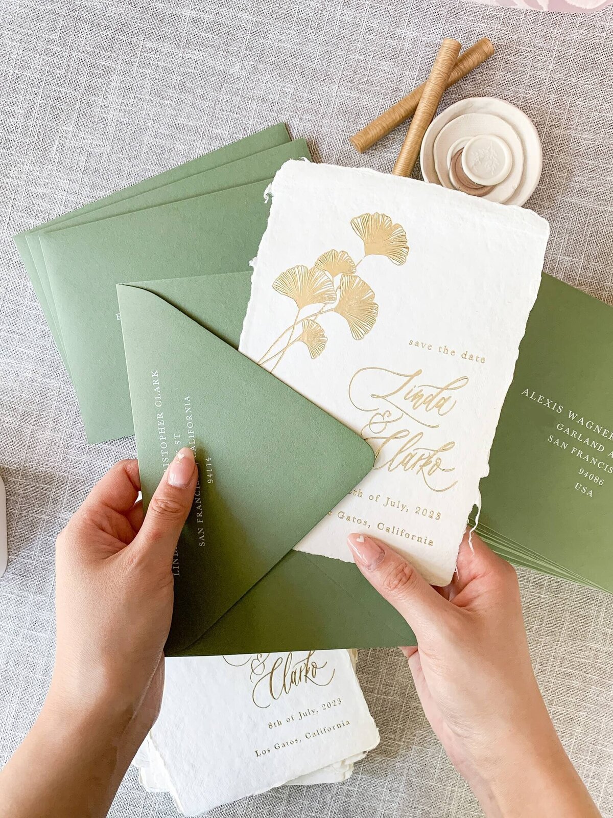 gold-foil-handmade-paper-invitations-san-francisco-bay-area