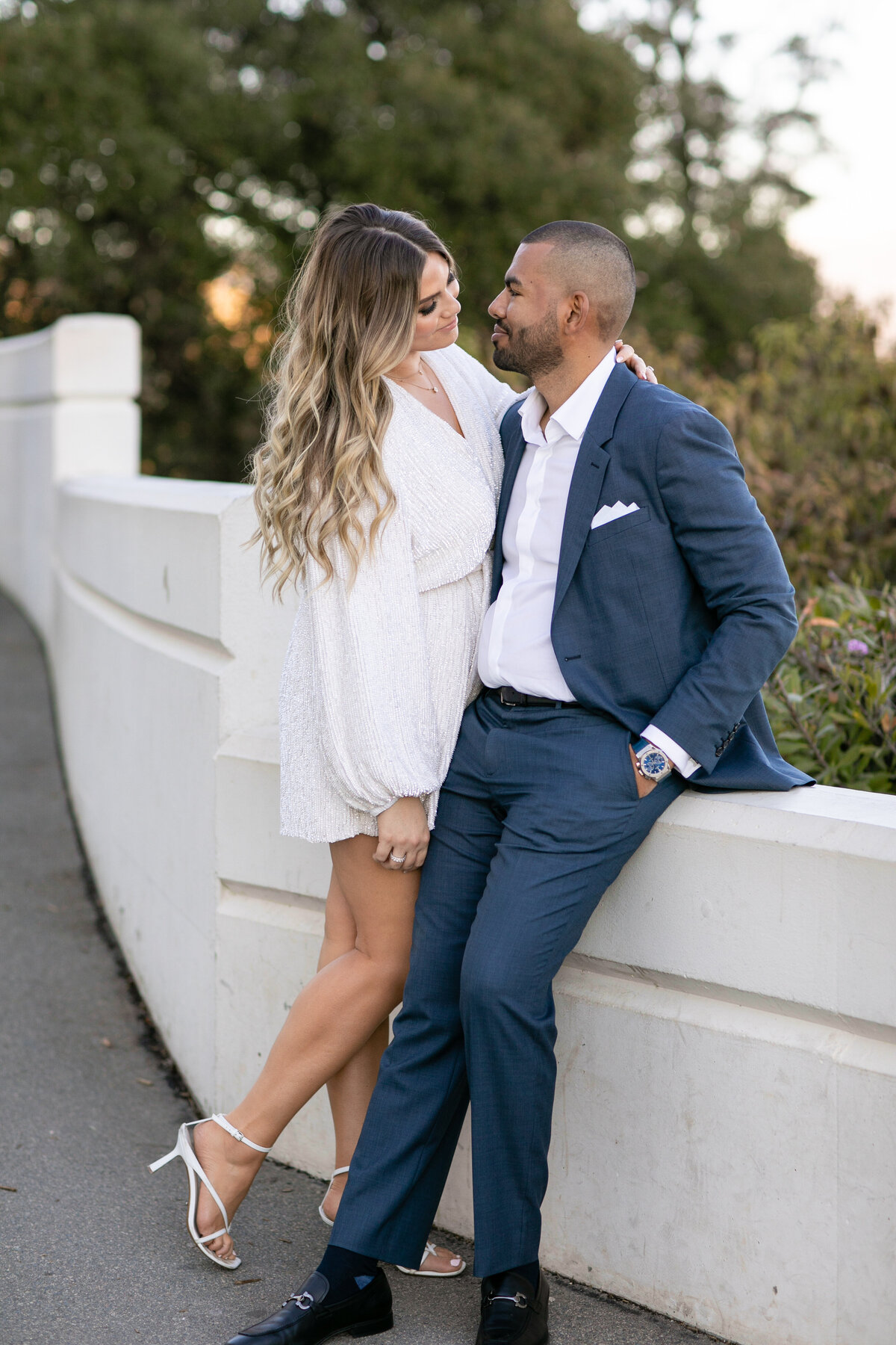 Engaged couple at Griffith observatory