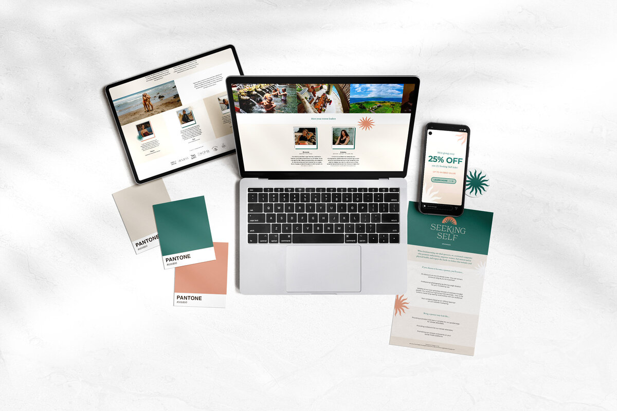 Designed mock-ups of mobile and desktop web design on iPad, iPhone, and Macbook.