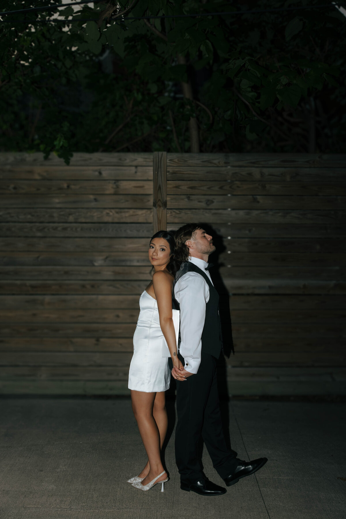 Flash photography used for couples photos at their reception in Cleveland, Ohio