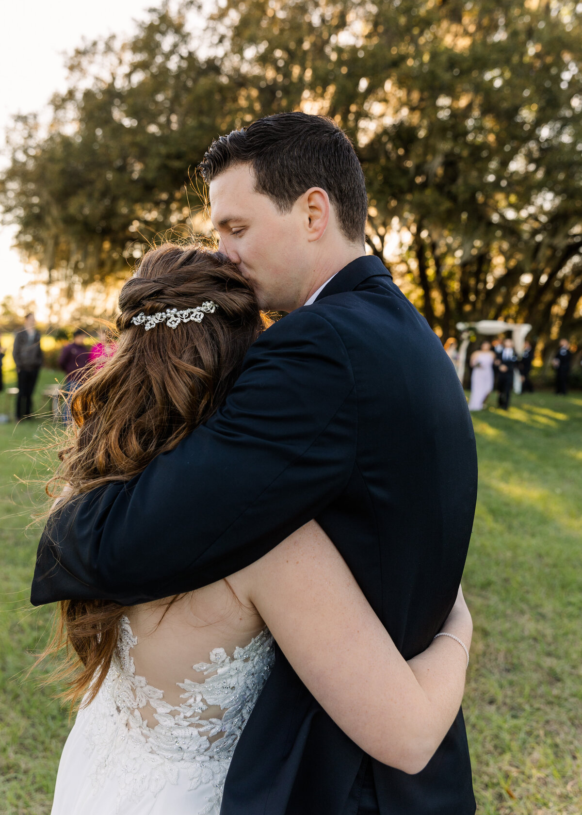 Bride and Groom together after  ceremony at wedding Orlando Florida captured by Orlando Wedding Photographer Blak Marie Photography