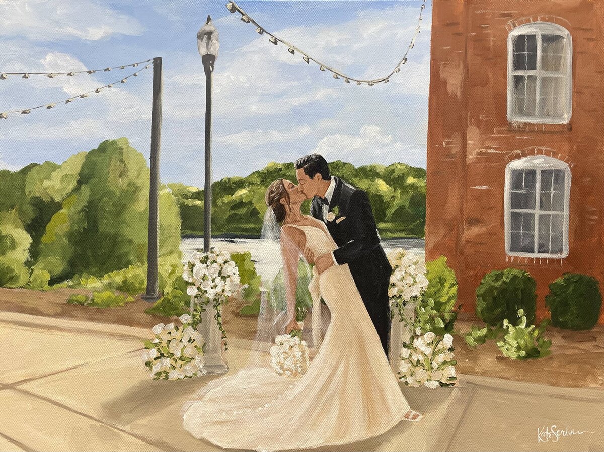 painting of bride and groom