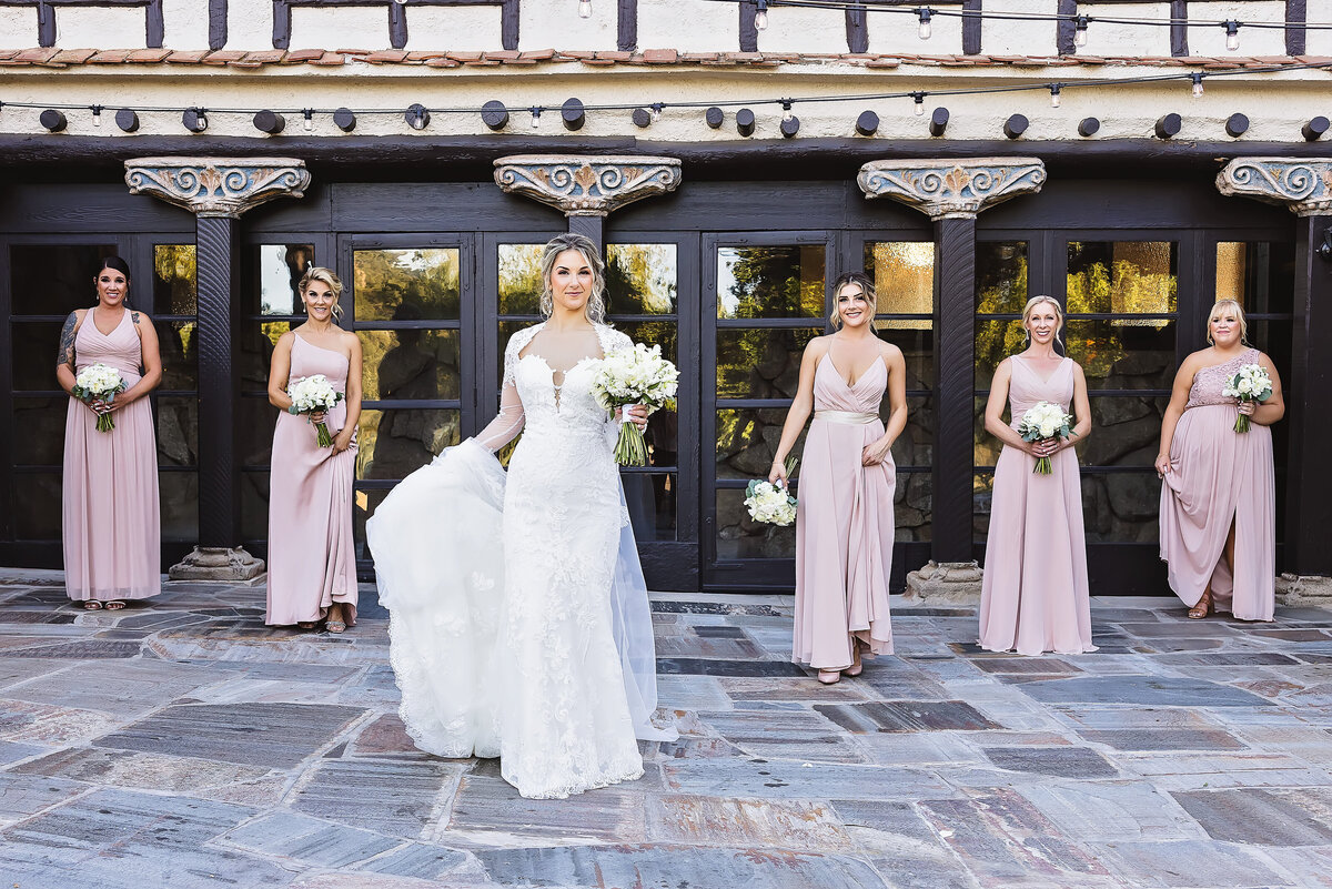 Bridesmaid-with Bride-soft-pink gowns