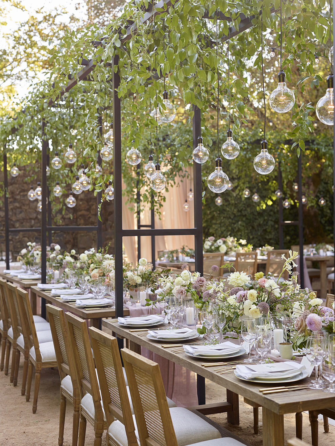 annadel-estate-elegant-sonoma-winery-wedding-farm-table-seating-iron-trellis