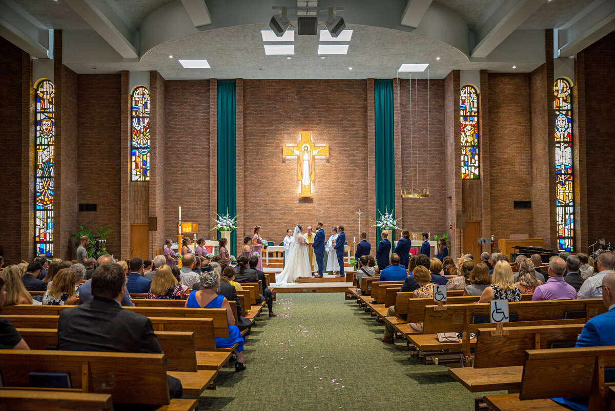 Church wedding ceremony at Our Lady of Peace in Erie Pennsylvania.