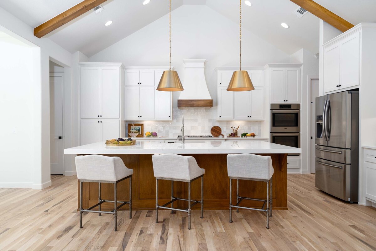 White and gold kitchen Broken Arrow Home Boulevard Interiors