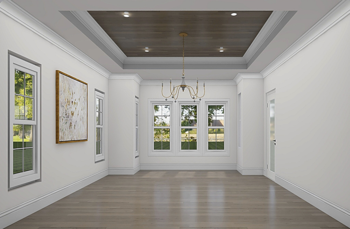 ceiling accent wall in dining room