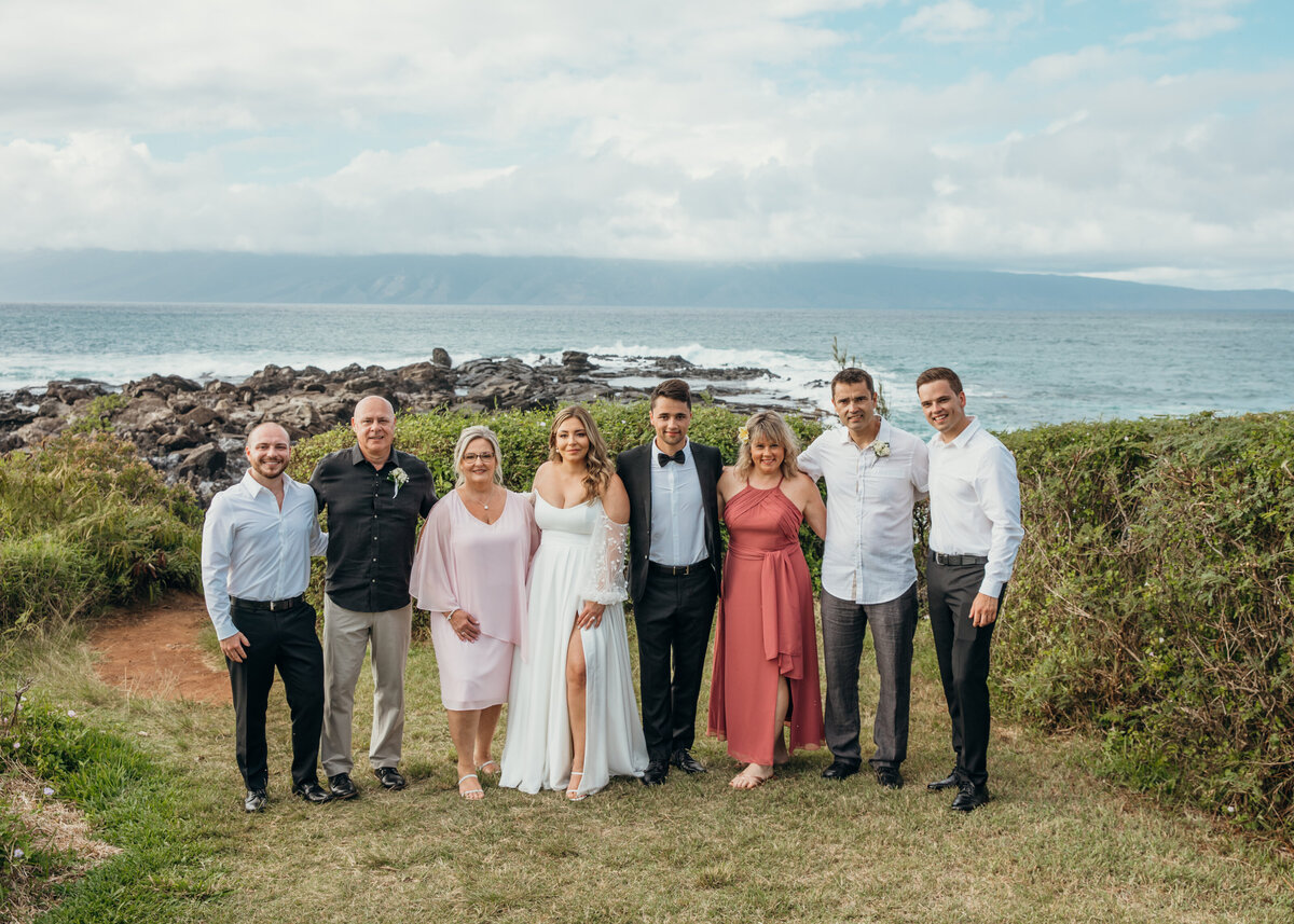 Maui Wedding Photographer captures bride and groom with family portraits