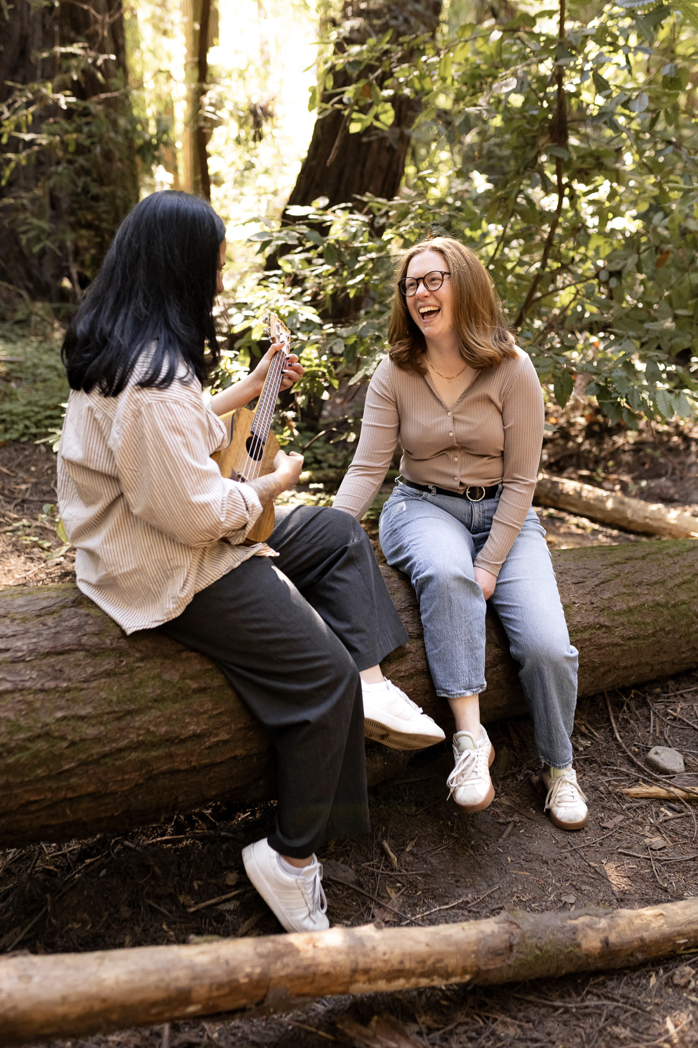 lesbian proposal ukulele serenade in the woods