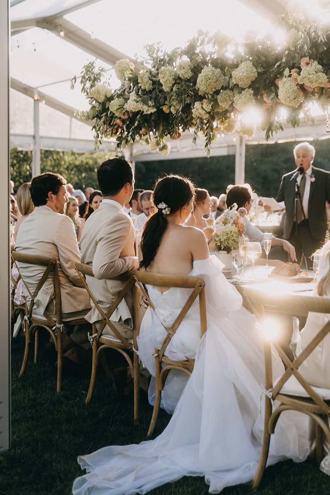 70.bride-and-groom-reception-speeches-floral-hanging-decor.