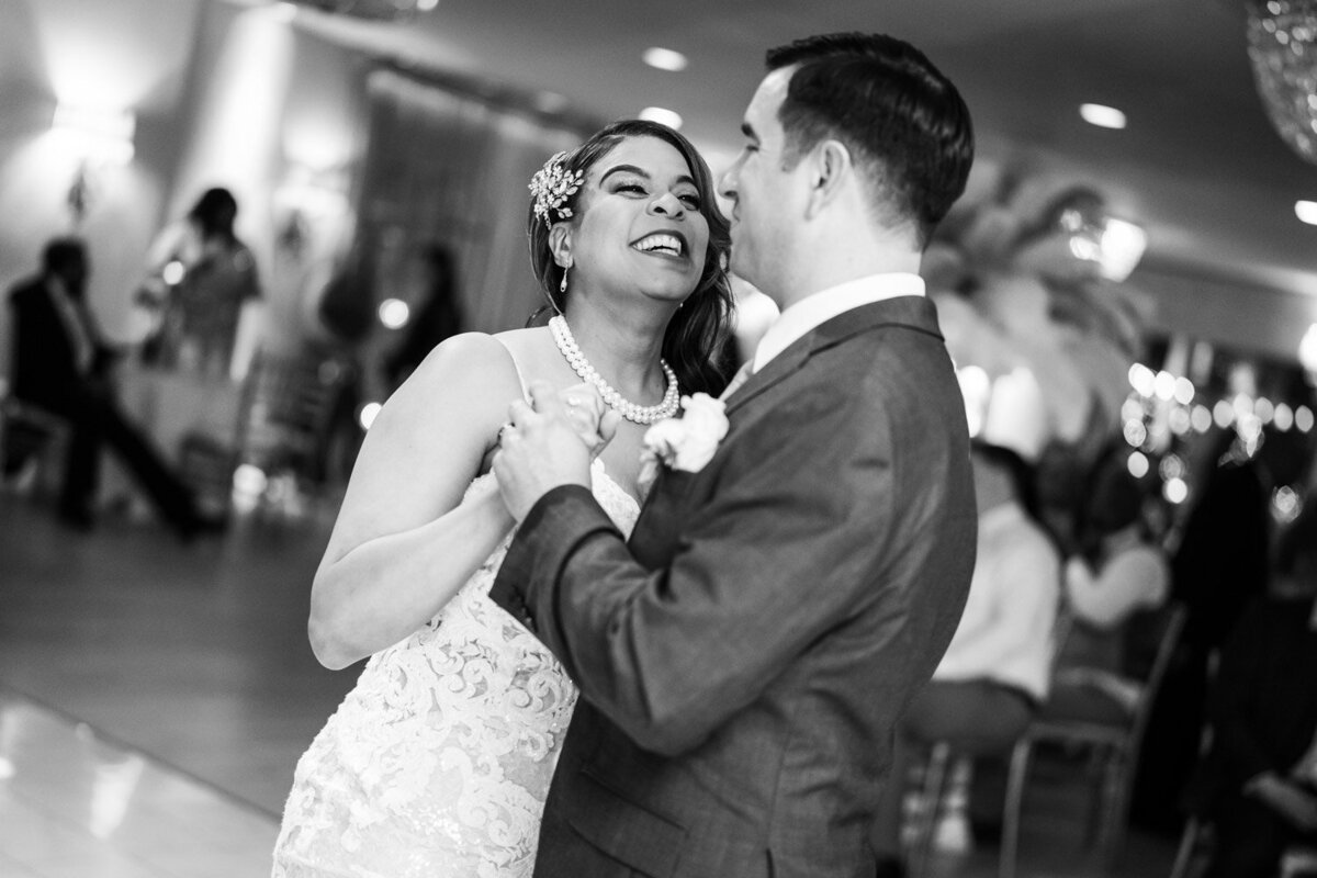 Bride and groom dancing at Southern Oaks