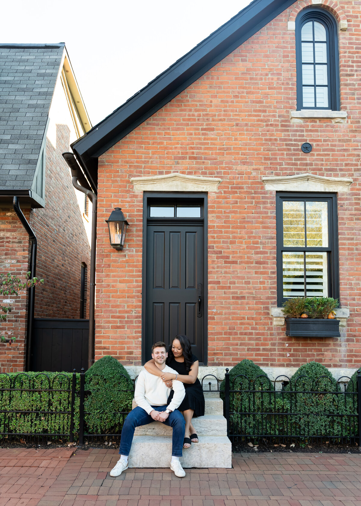 documentary-style engagement photos in German Village in Columbus