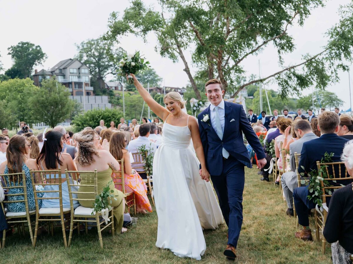 Wedding ceremony at Cleveland Yachting Club with lake views