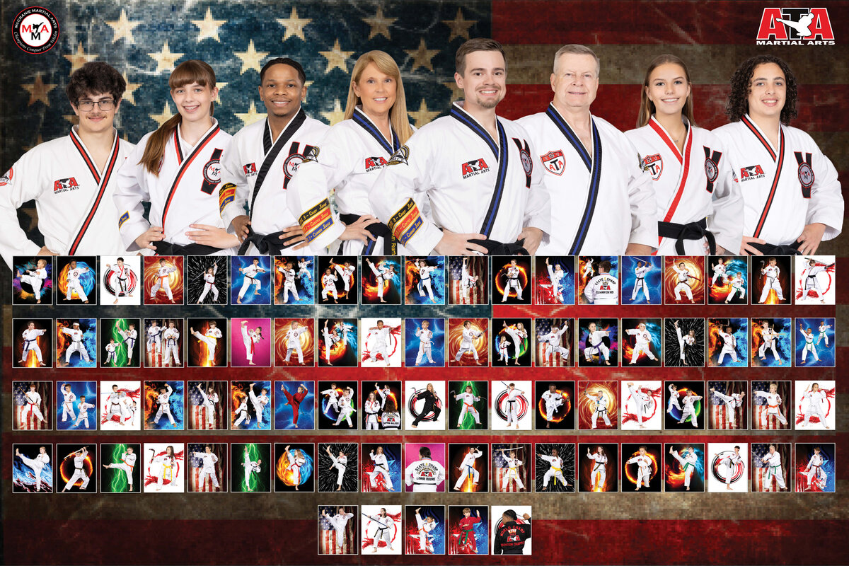 Traci McCranie's Taekwondo school instructor and student poster in Semmes, Alabama.