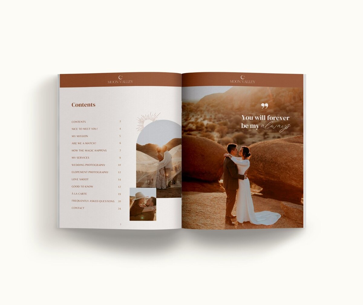Boho pricing guide template for photographers Moon Valley 3