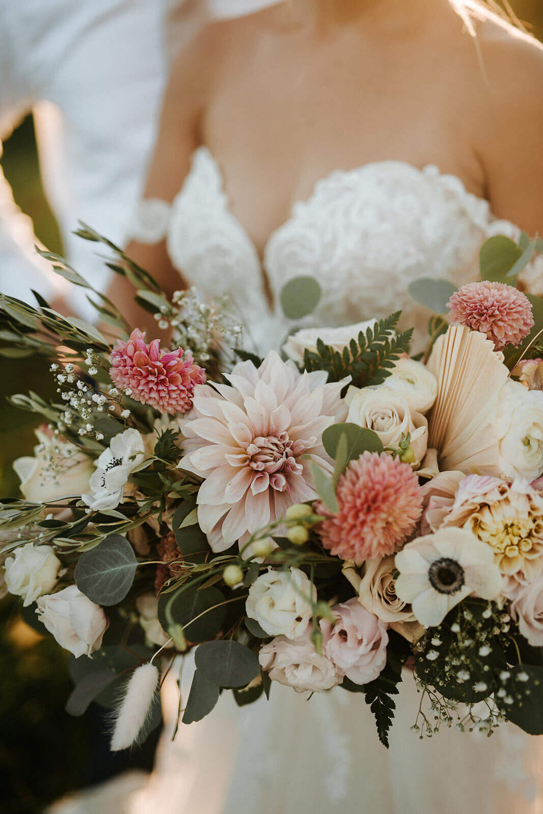 Natalie Brown wedding - close up of bride flowers