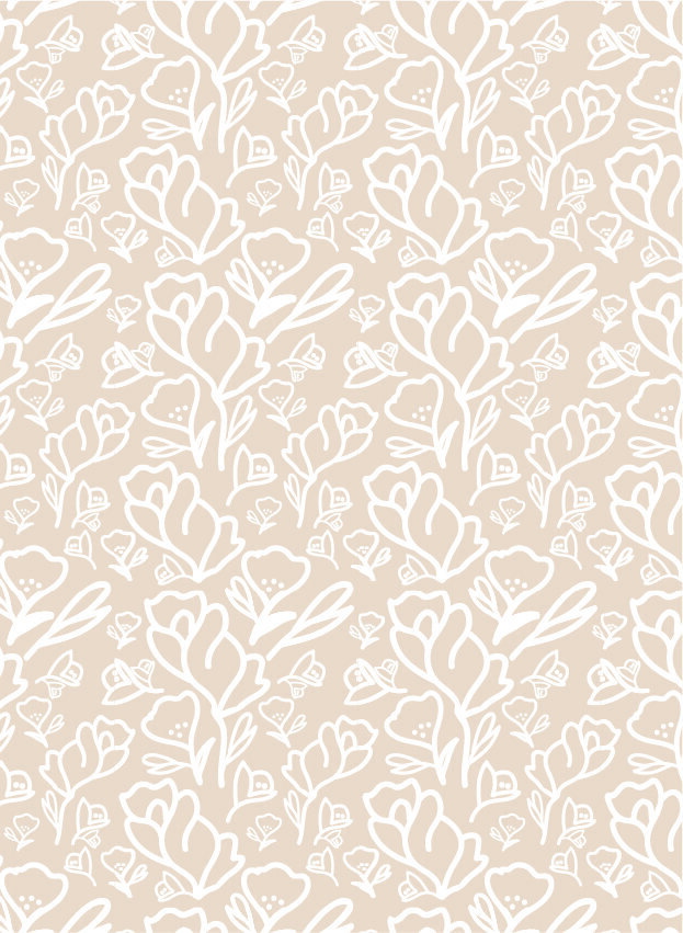 beige white floral small
