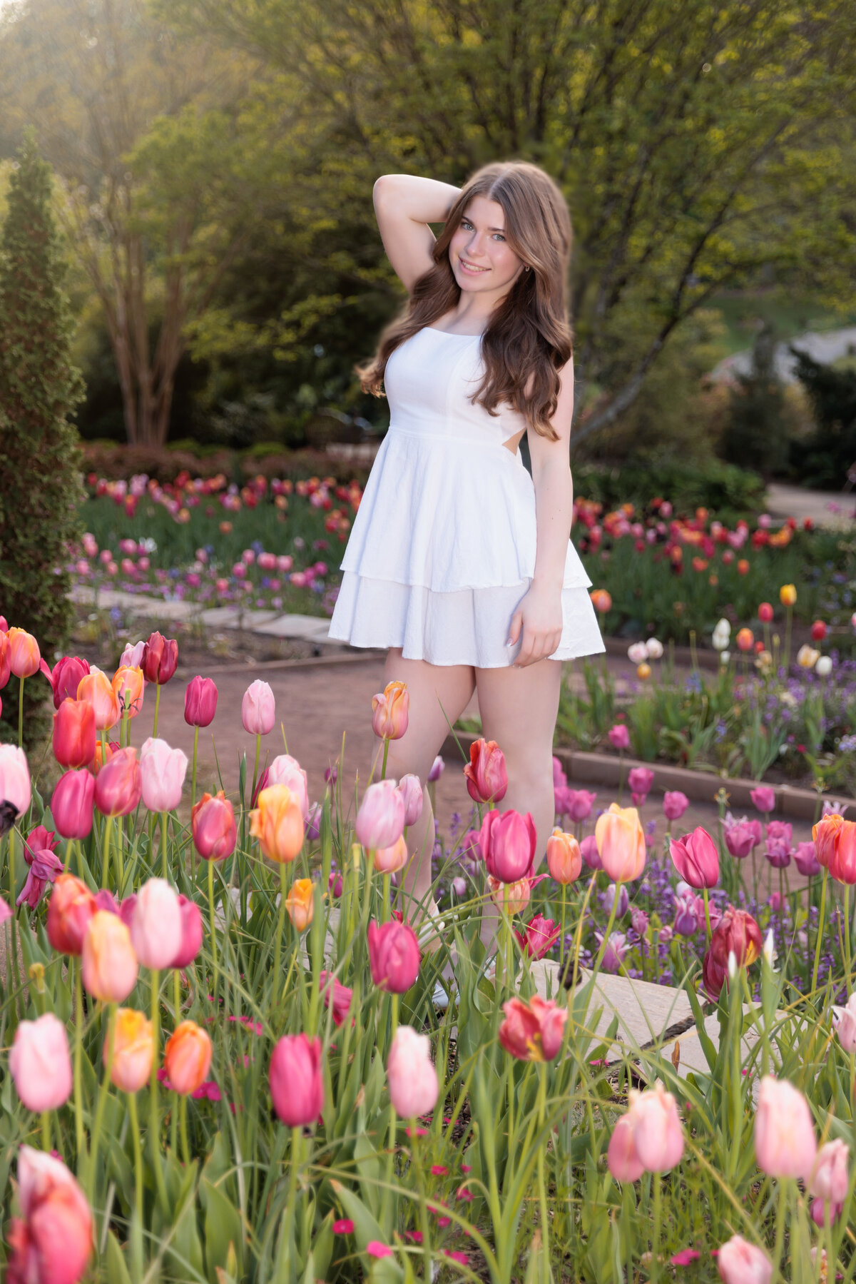 Teen Spring Portraits at Duke Gardens during the spring tulips.