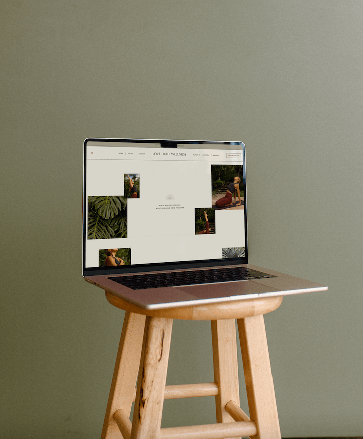 Full website presentation for wellness brand showing cohesive branding and modern, minimal web design