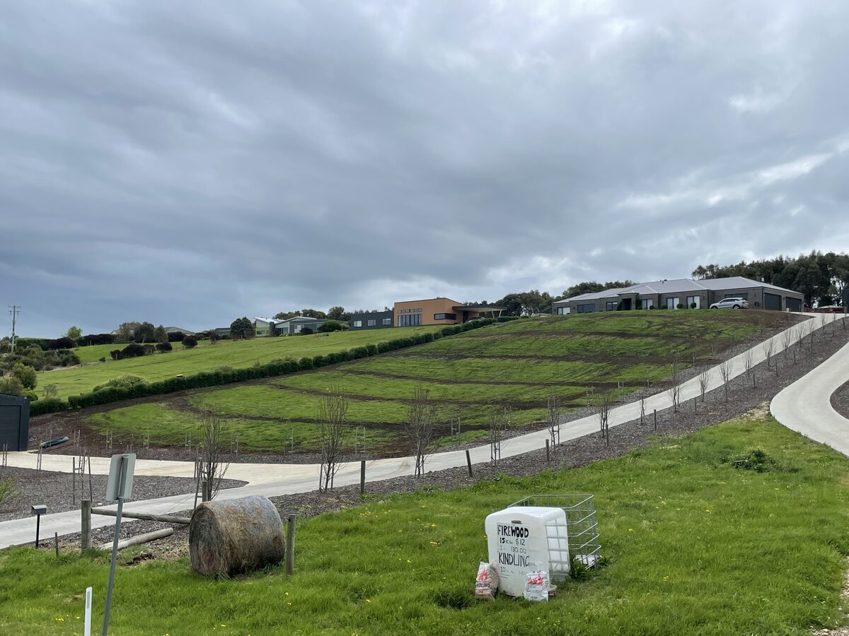 irrigation trenching on a step hill