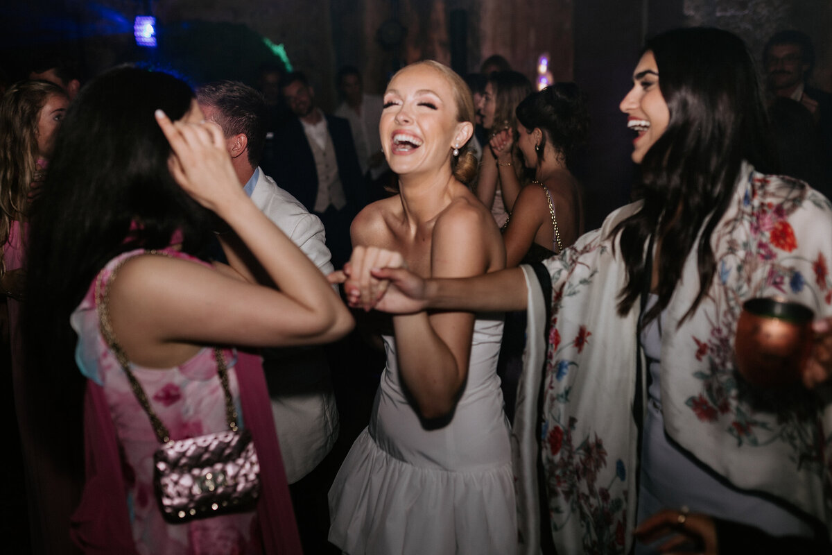 Bride dancing in Castle wedding in Tuscany