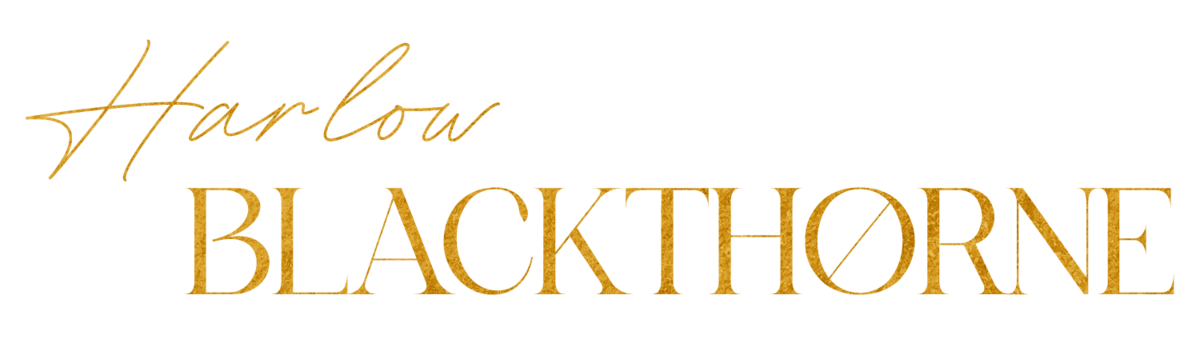 Branding logo in gold for Harlow Blackthorne