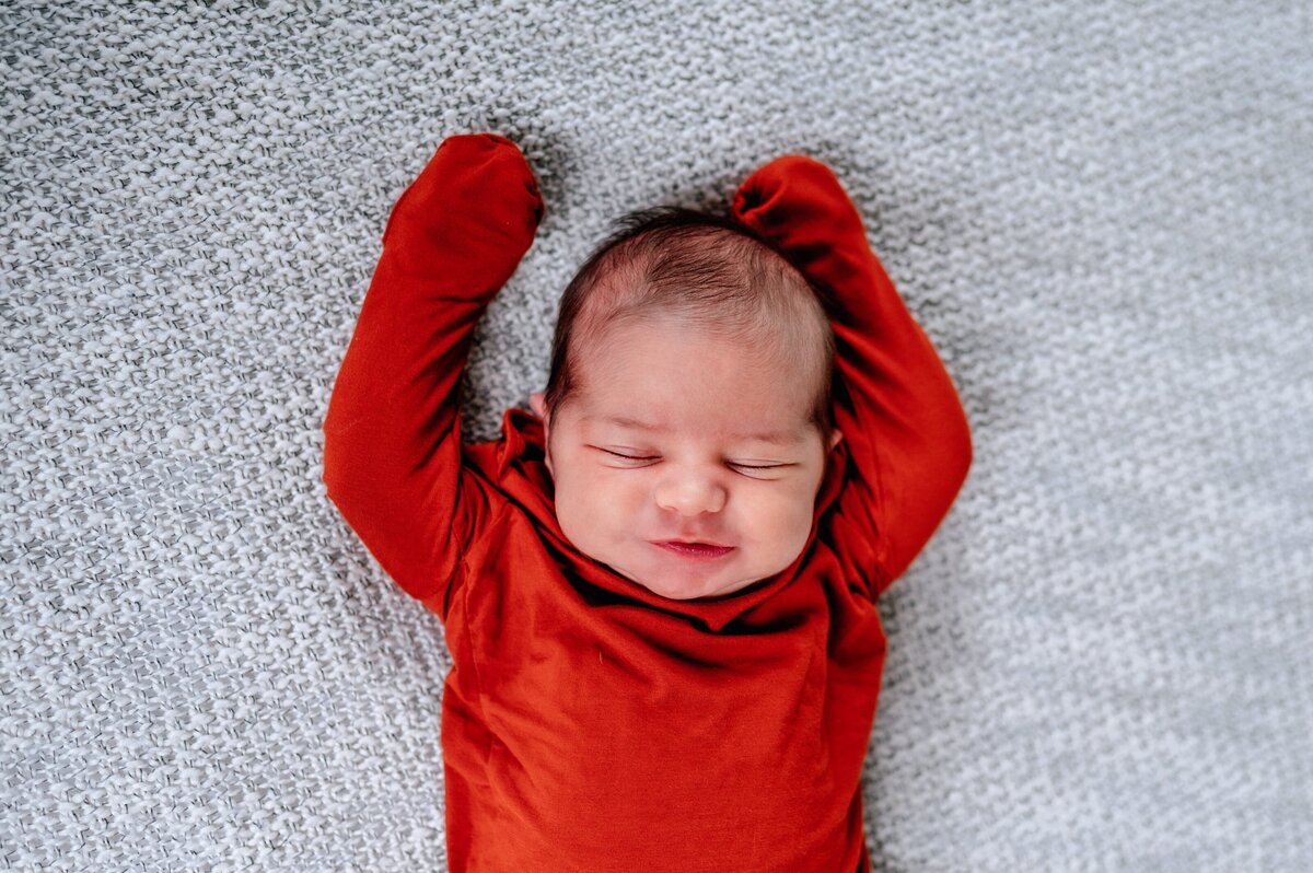 Newborn red jumper McKennaPattersonPhotography