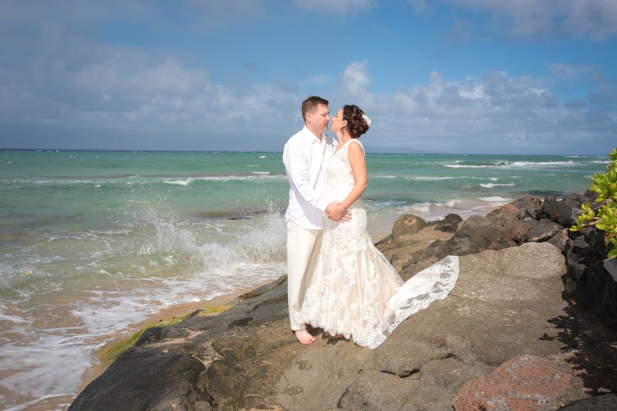 Maui Wedding Photography at the beach with bride a groom after the ceremony
