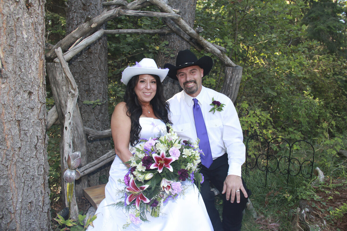Bride and Groom in Bayview Idaho  Heartland Ranch Weddings in the mountains