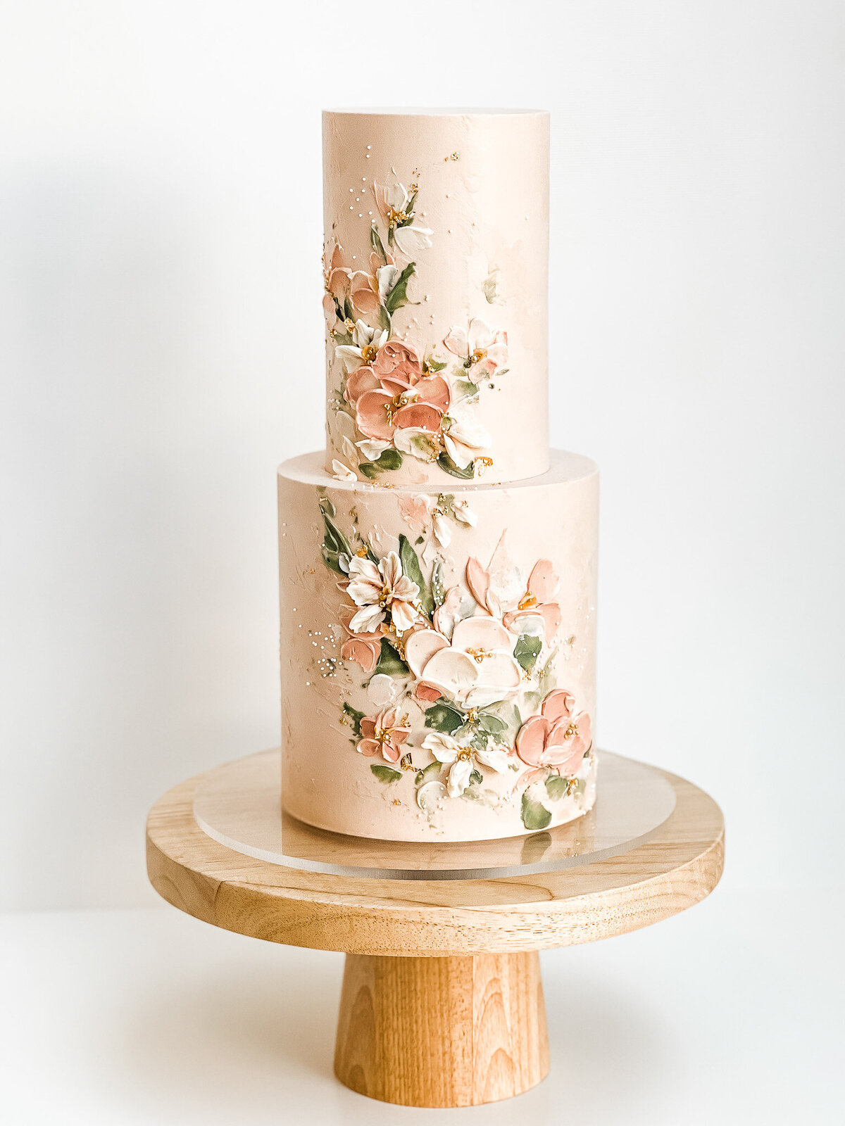 painted buttercream floral wedding cake