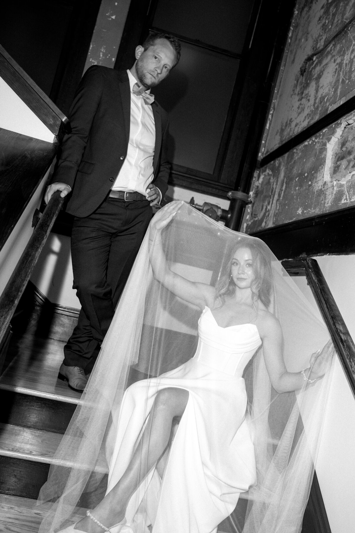 Raleigh Wedding - The Stockroom - Bride and groom editorial shot