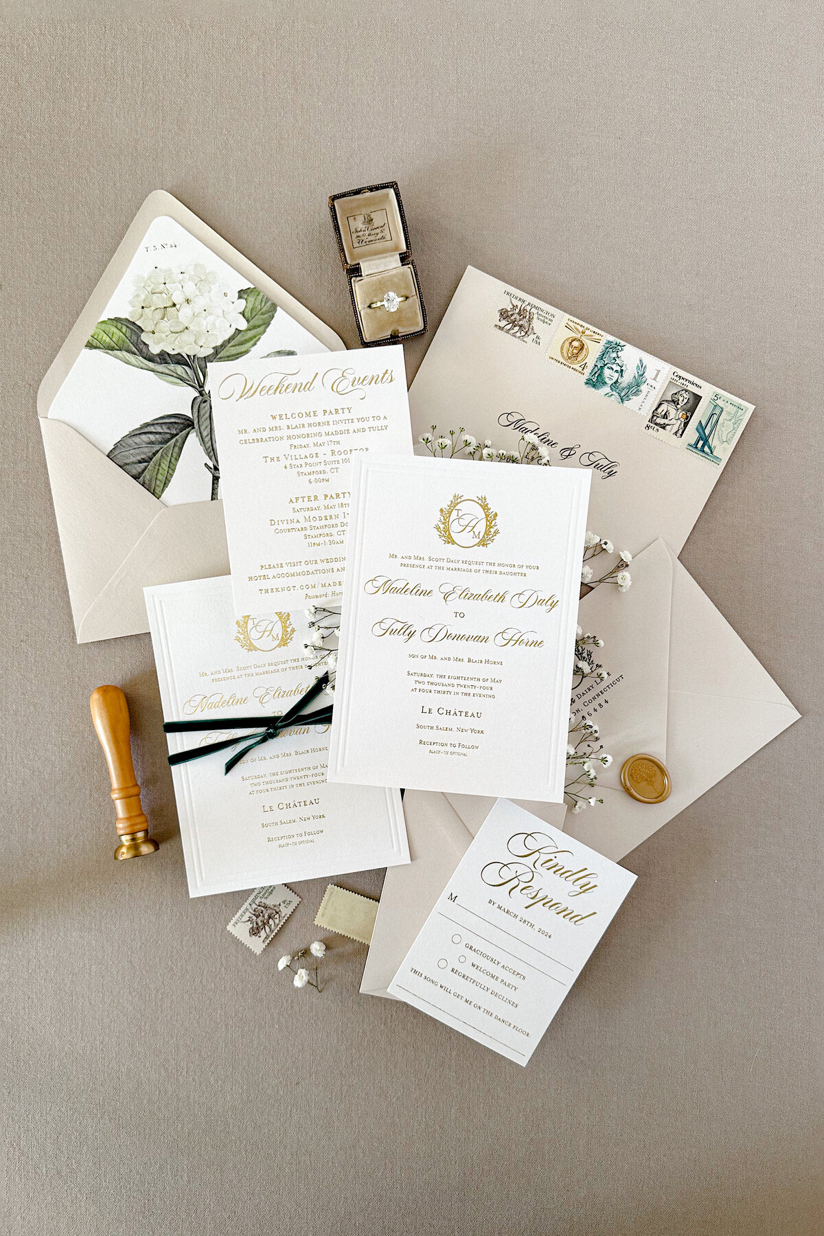 Gold-Foil-White-Emerald-Green-Wedding Invitation-Suite-3
