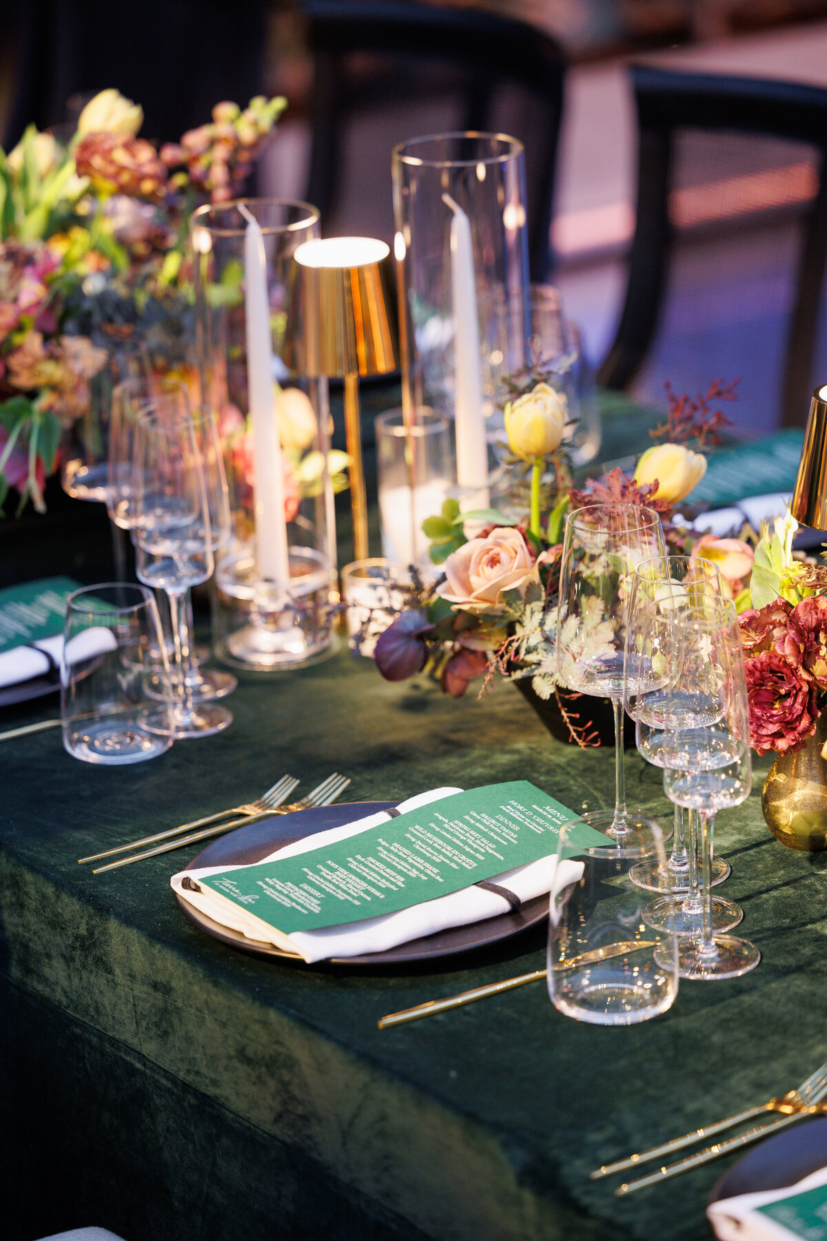 green menu over a white napkin