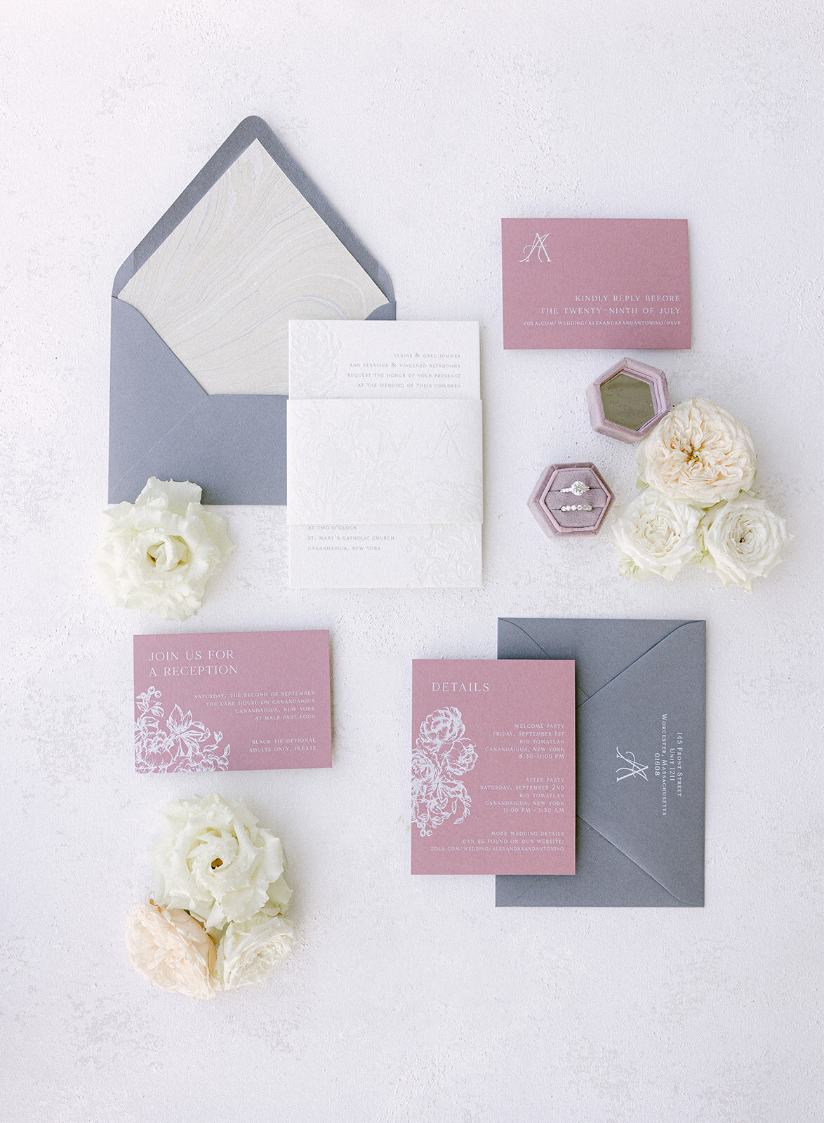 Verve Event Co. The Lake House Fingerlakes Weddings Laura Rose Photography Stationary Loria Letters-14