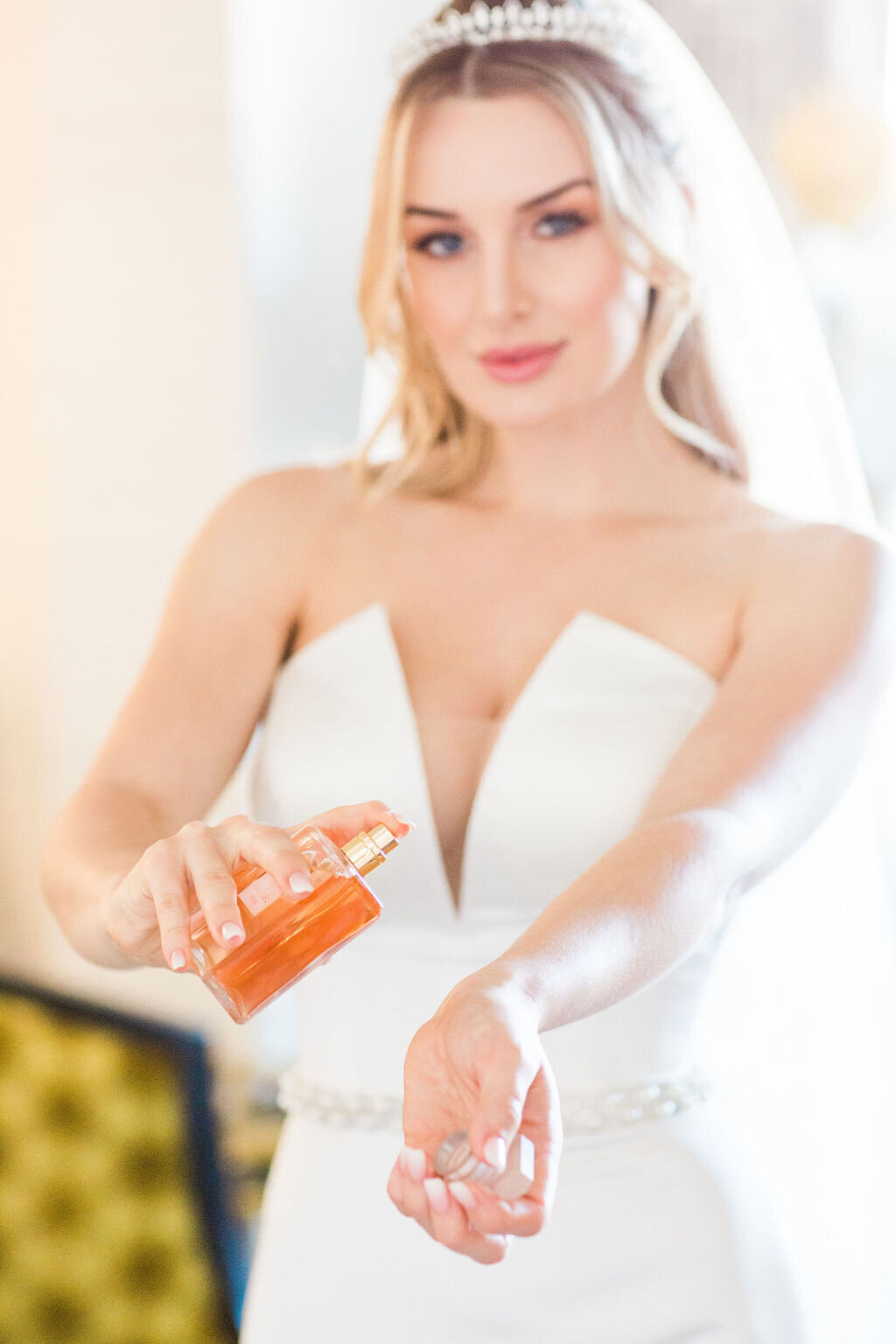 bride with perfume