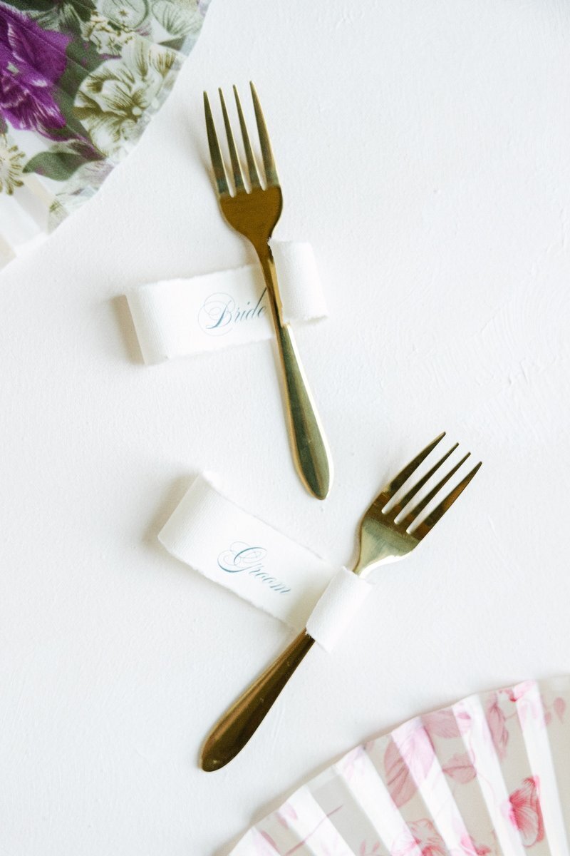 Beautiful detail of bride and groom fork at the destination wedding in Provence