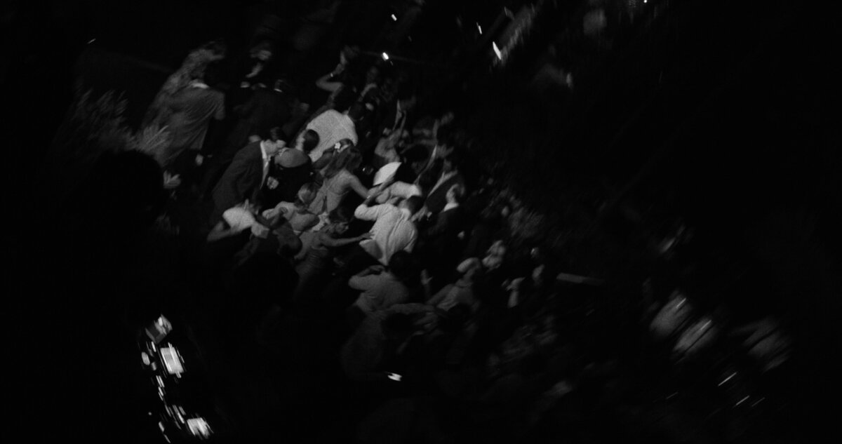 black and white overhead of wedding reception