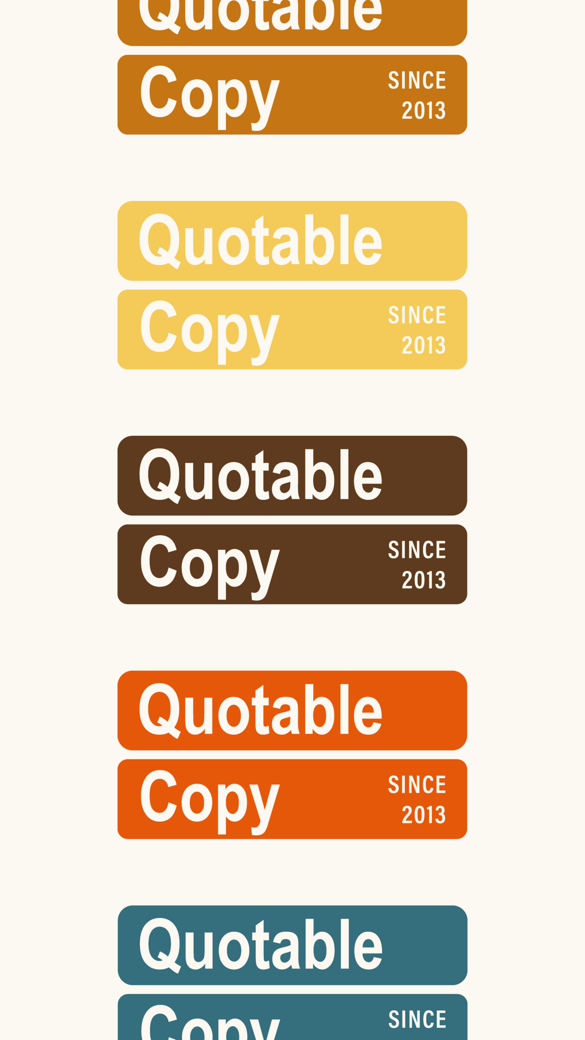 Graphic of multiple Quotable Copy logos in different logos