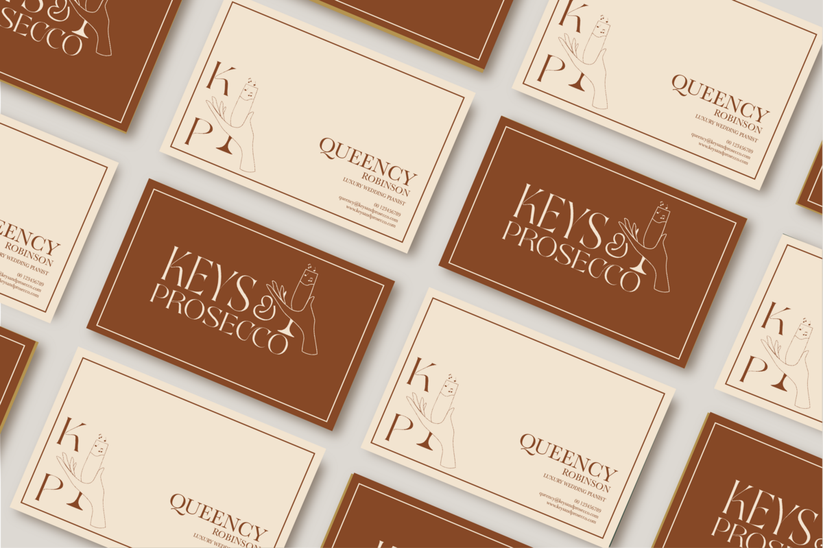 Keys and Prosecco Business Card Mockup