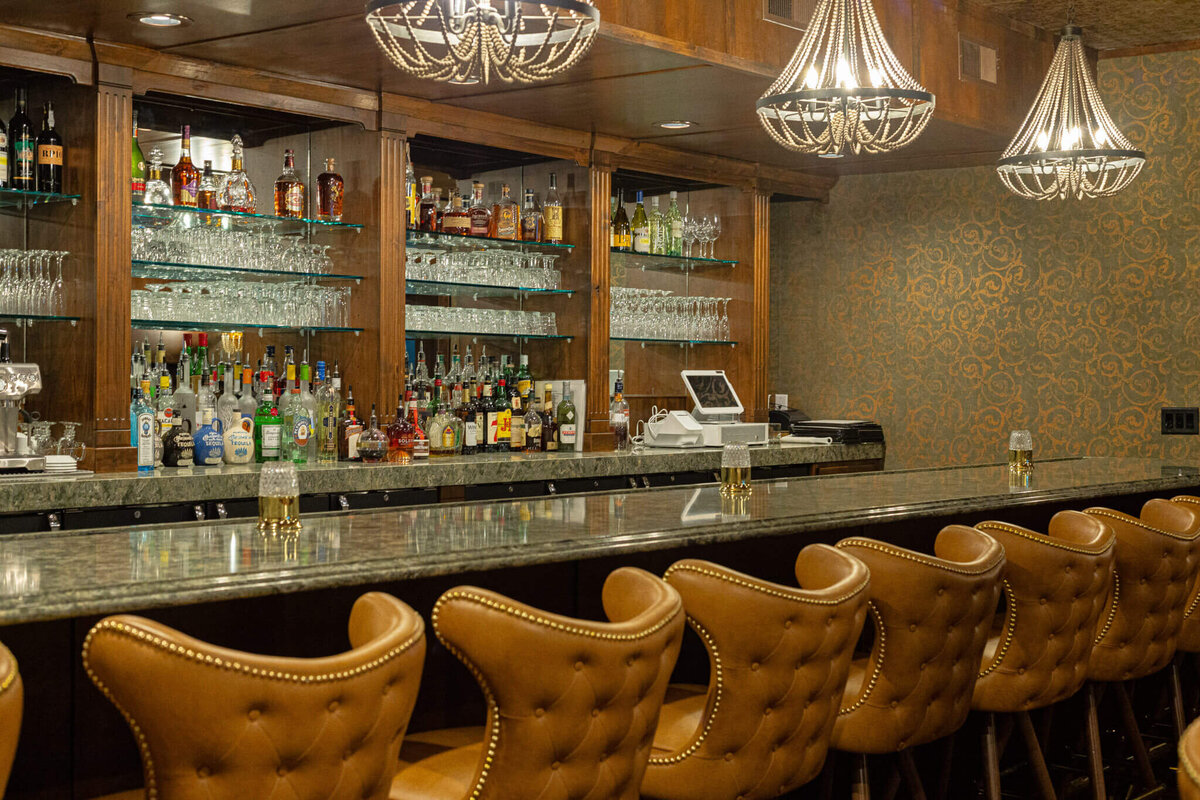 art-deco chairs at bar