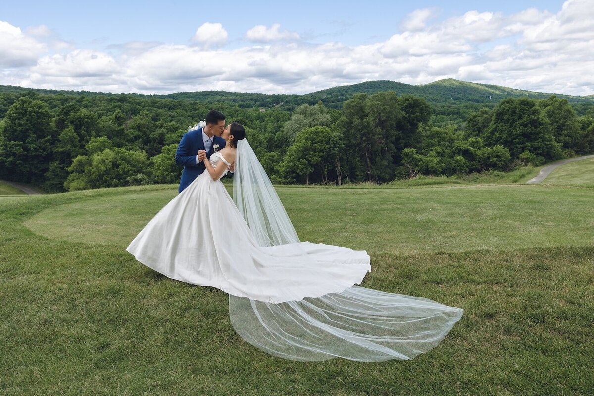 Bride and groom emotional first look at Crystal Springs Resort
