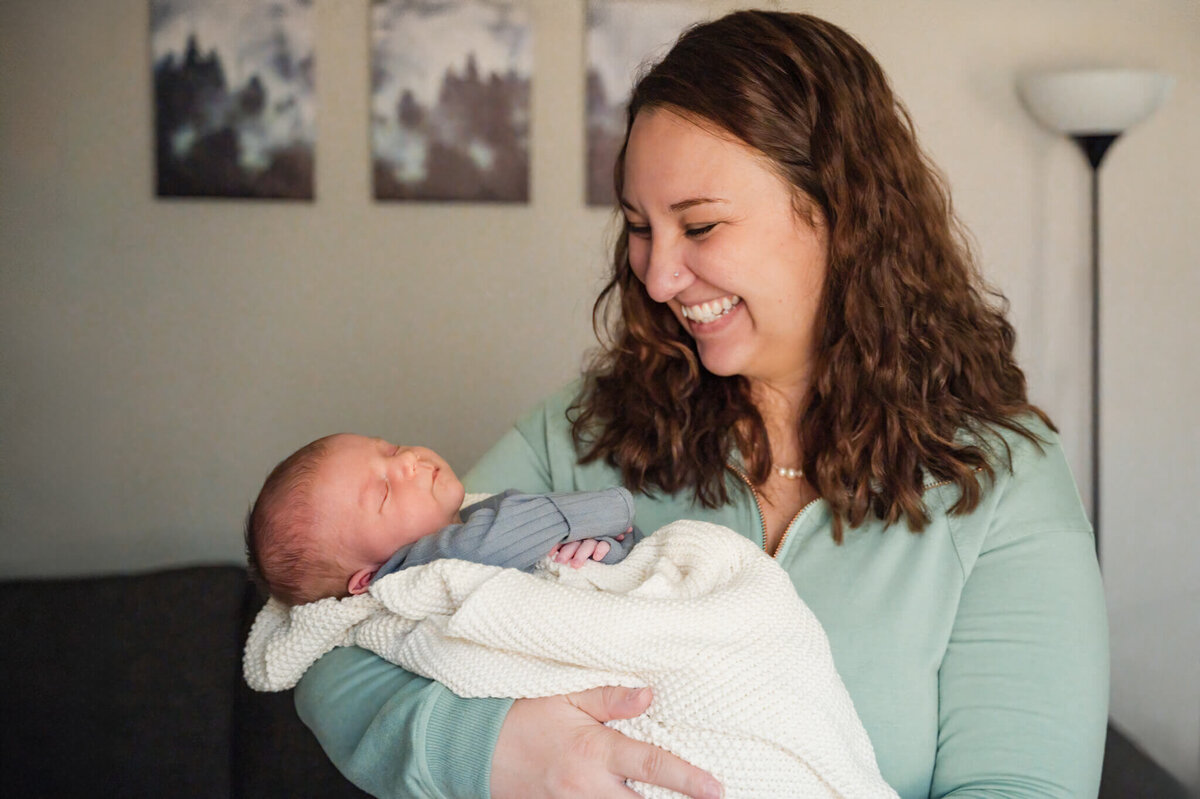 Mom holding newborn