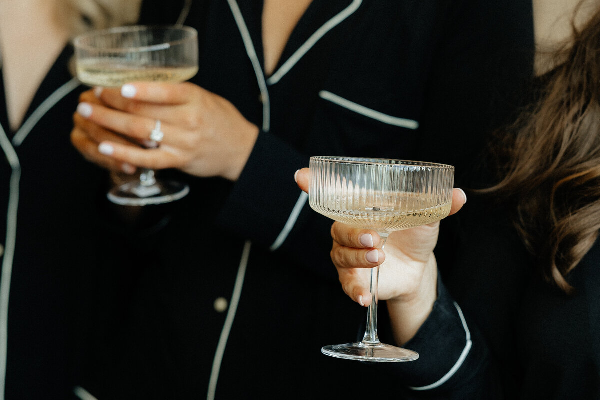 The champagne flutes the bride used as bridesmaids' gifts.